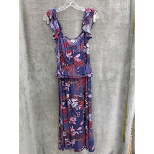 Boho Sundress Womens Large Floral Feminine Romantic Cottagecore Milkmaid Peasant